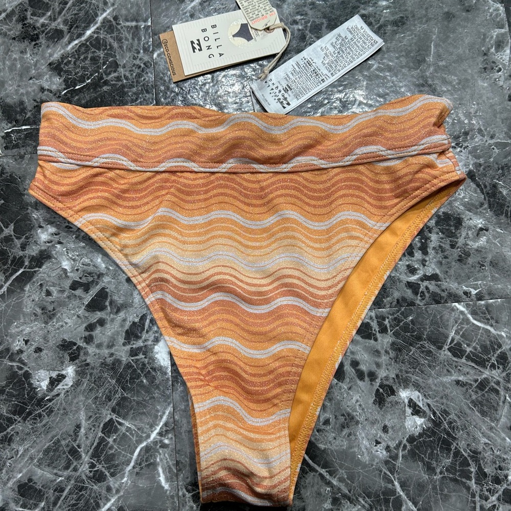 Womens billabong Wave Patterned Orange Bikini Bottom